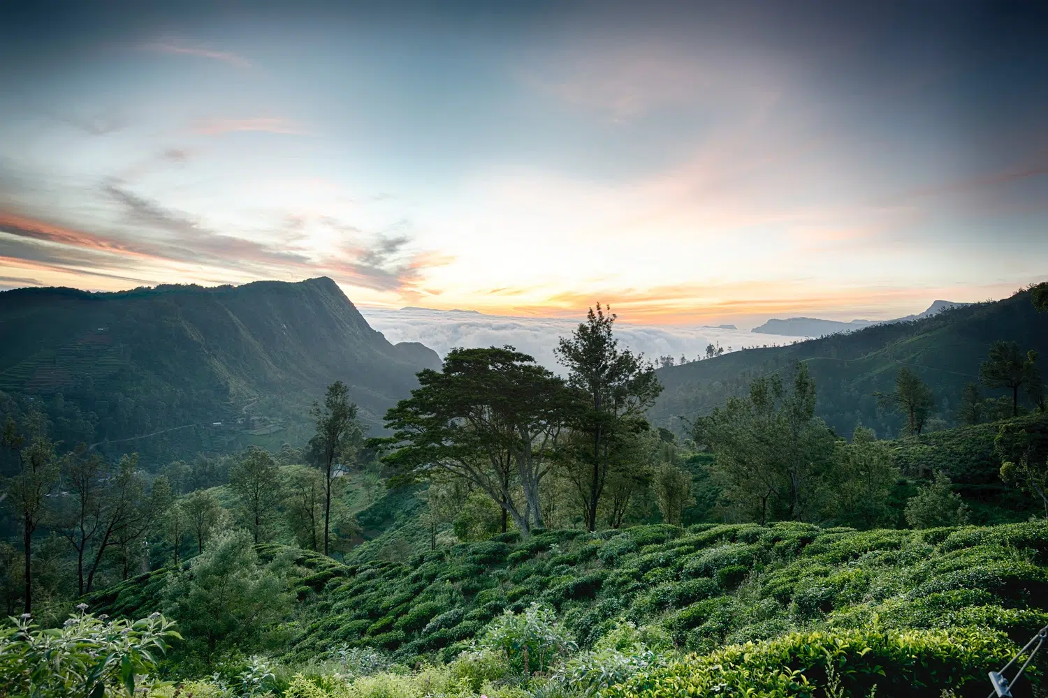 Sri Lanka hill-country waterfall and mountain scenery for Active Sri Lanka Discovery