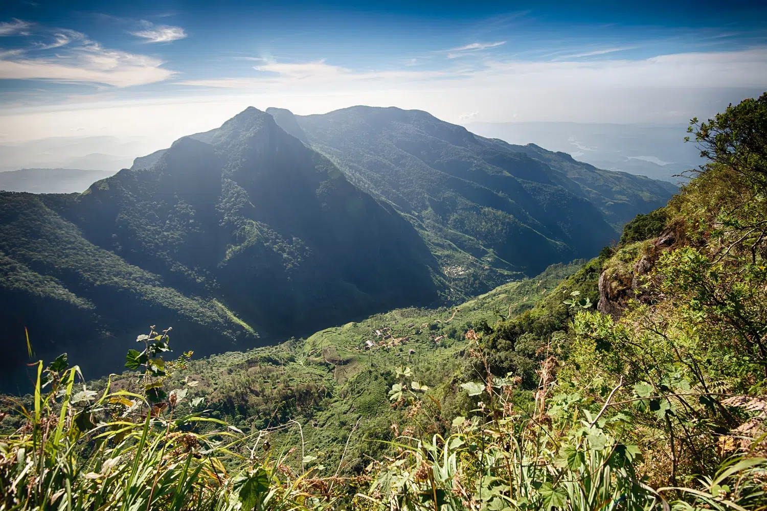 Sri Lanka hill-country waterfall and mountain scenery for Complete Sri Lanka Rail Journey