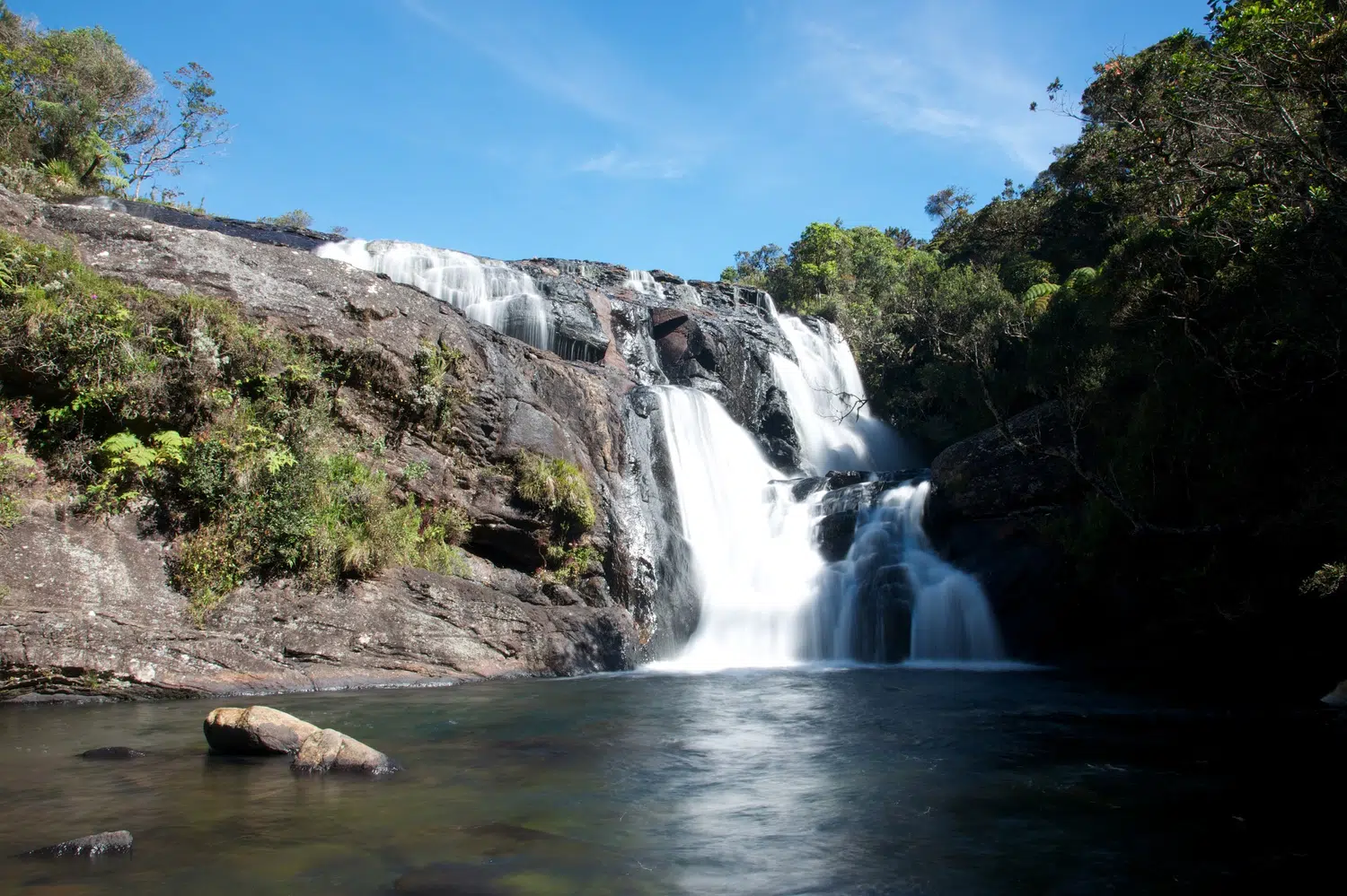 Sri Lanka hill-country waterfall and mountain scenery for Kitulgala Rafting Escape