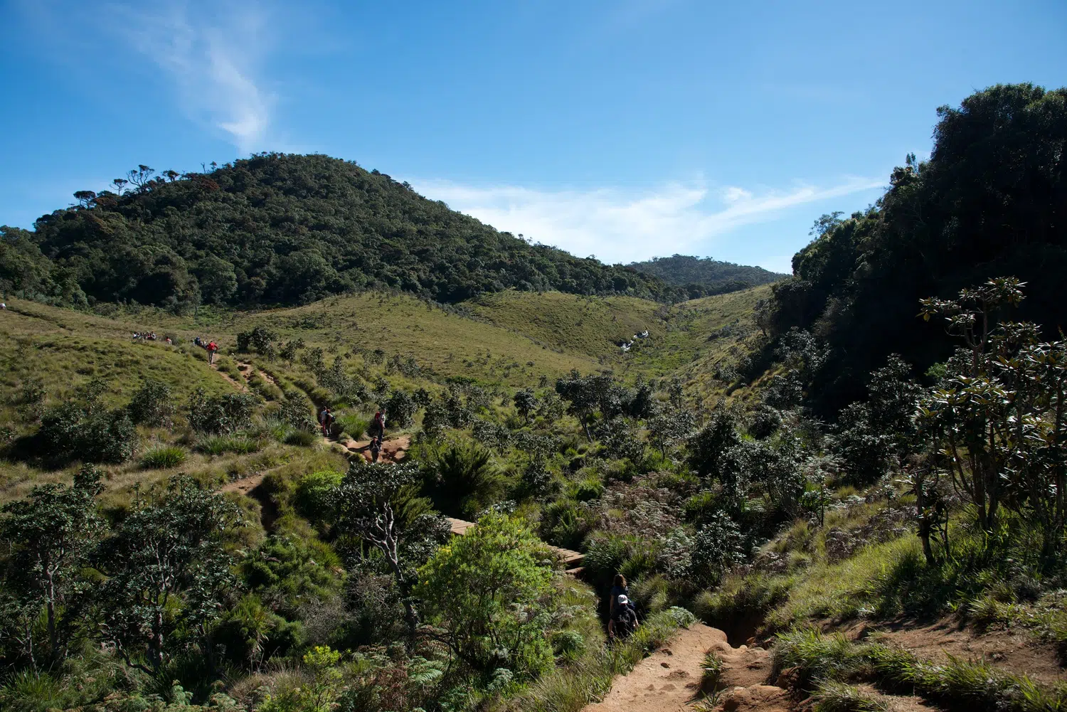 Sri Lanka hill-country waterfall and mountain scenery for Pekoe Trail Introduction